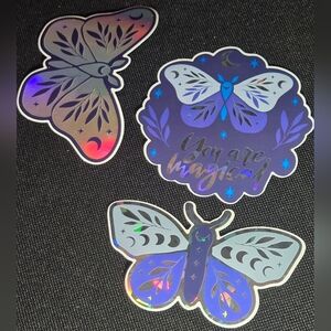 3 Holographic Moth Sticker Set